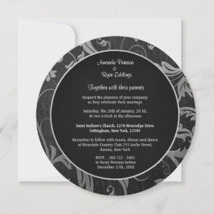 Ronda de invitación a la boda de Damasco en negro 