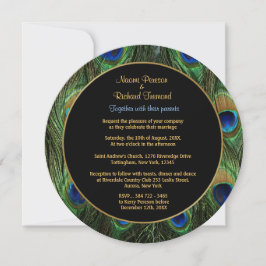 Ronda de invitación a la boda verde de la pluma de