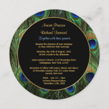 Ronda de invitación a la boda verde de la pluma de