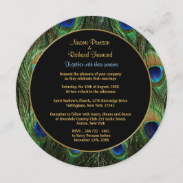 Ronda de invitación a la boda verde de la pluma de