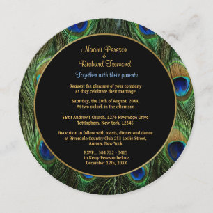 Ronda de invitación a la boda verde de la pluma de