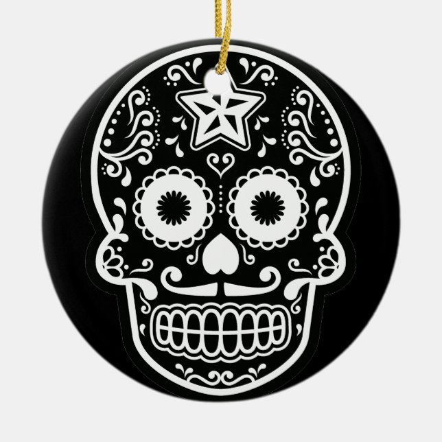 Ronda de ornamentos de estrella de cráneo de azuca (Frente)