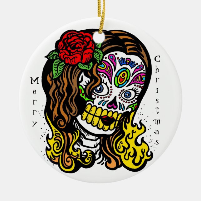 Ronda de ornamentos del Chica del cráneo del azúca (Frente)