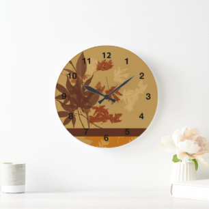 Ronda de reloj de pared de otoño, números negros