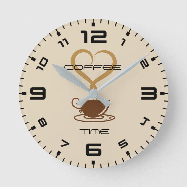 Ronda de reloj de pared de tiempo de café (medio) (Anverso)