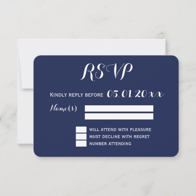 Ronda de tarjetas RSVP de la boda náutica azul de  (Anverso)