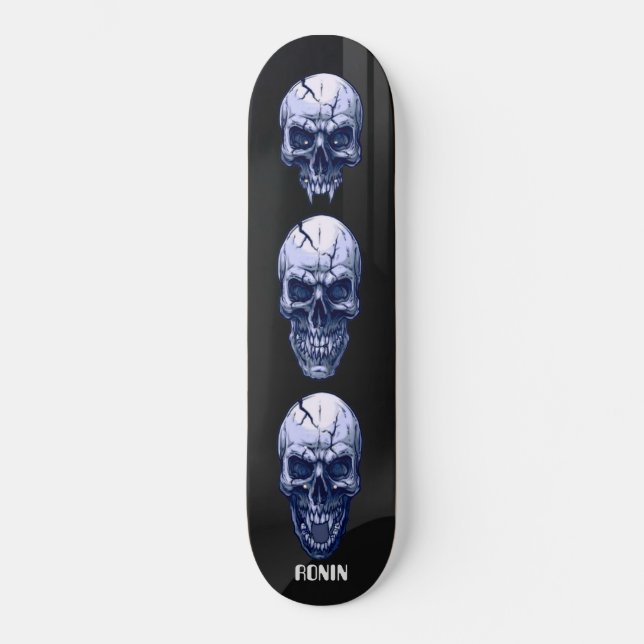 RONIN BRAND NEGRO SKID ROW SKULLS Skateboard Decks (Anverso)
