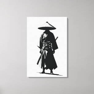 Ronin Silencioso - Arte de Pared en Lienzo Negro y