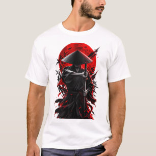 Ronin Silencioso — Camiseta Samurái Luna Carmesí