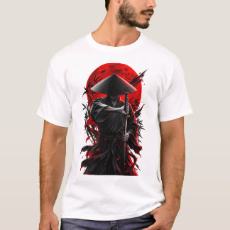 Ronin Silencioso — Camiseta Samurái Luna Carmesí