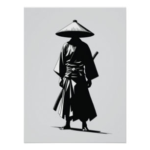 Ronin Silencioso – Póster de Arte de Pared en Blan