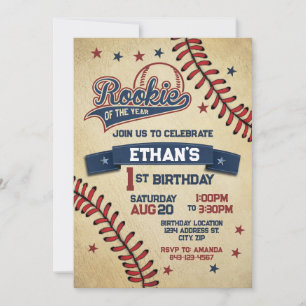 Rookie de la invitación del primer cumpleaños del 