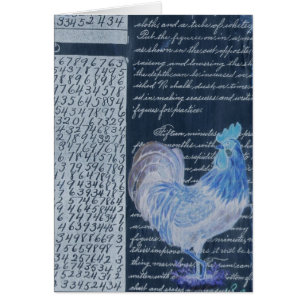 Rooster Azul Con Papel Vintage