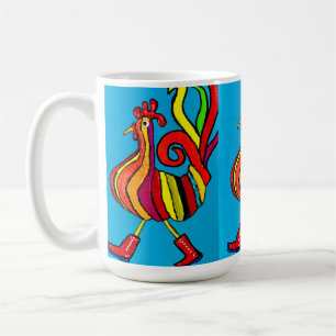 Rooster con botas taza de café