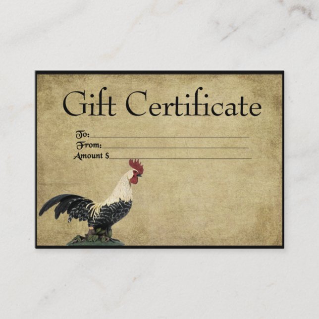 Rooster con cabezal rojo - Tarjetas de certificado (Anverso)