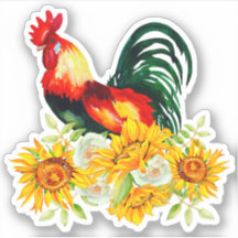 Rooster con Personalizado de girasoles Pegatina de
