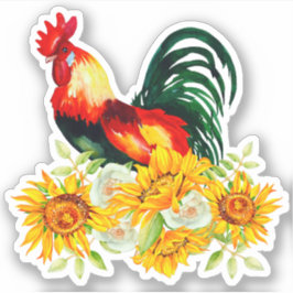Rooster con Personalizado de girasoles Pegatina de