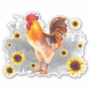 Rooster con Personalizado de girasoles Pegatina de