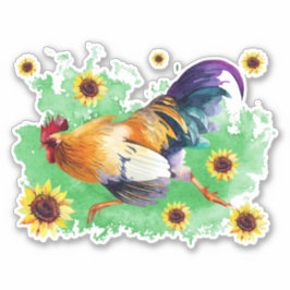 Rooster con Personalizado de girasoles Pegatina de