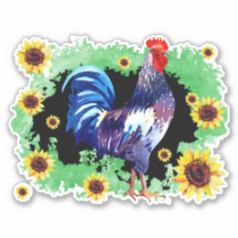 Rooster con Personalizado de girasoles Pegatina de