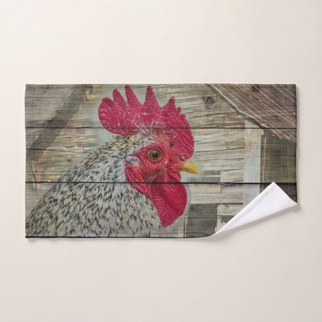 Rooster Rustic Chicken Coop Barn Board (Toalla de mano)