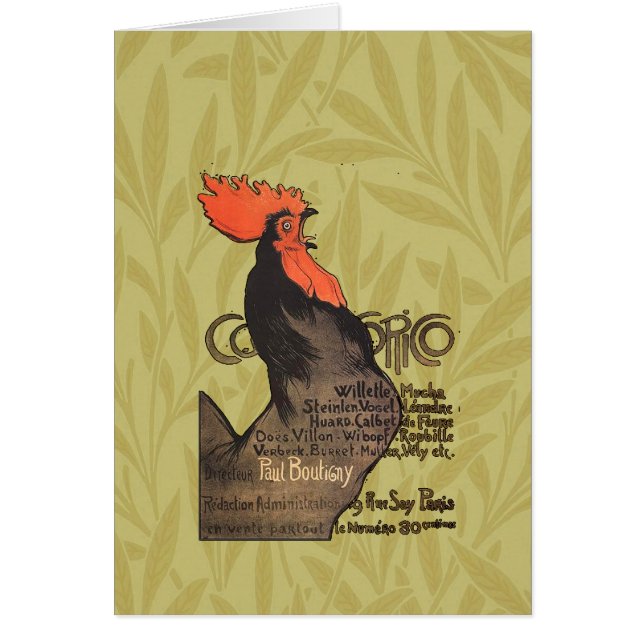 Rooster Steinlen Cocorico Arte francés (Frente)