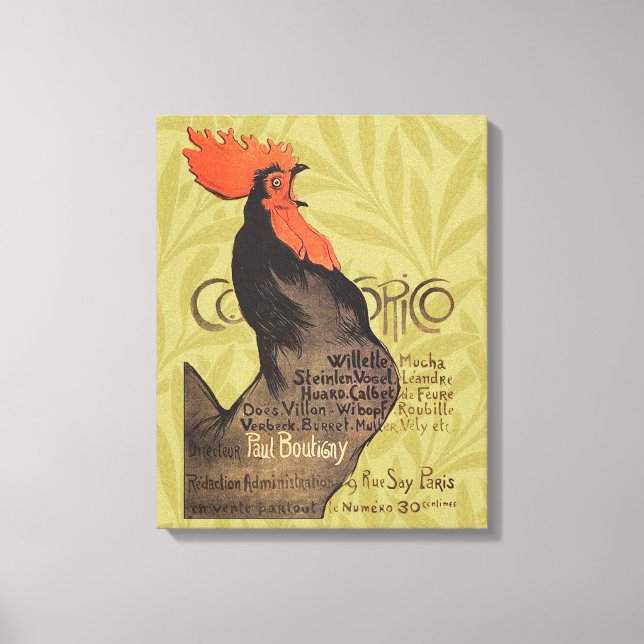 Rooster Steinlen Cocorico Arte francés (Anverso)