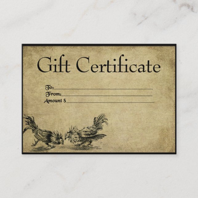 Rootin' Roosters- Tarjetas de certificado de regal (Anverso)