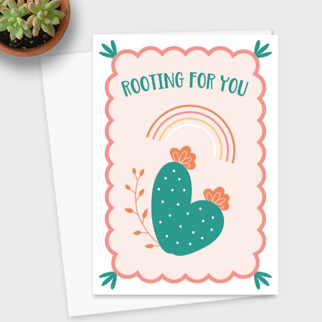 "Rooting For You" Tarjeta De Saludo De Cactus (Rooting For You Cactus Encouragement Card)