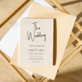 Ropa beige Invitación a la boda simple con escritu