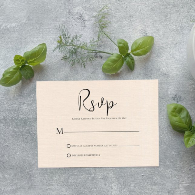 Ropa beige Tarjeta RSVP de escritura negra simple (Subido por el creador)