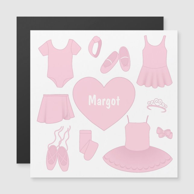Ropa de ballet Tarjeta magnética - Fondo blanco (Anverso/Reverso)