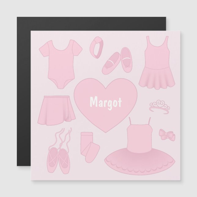 Ropa de ballet Tarjeta magnética - Fondo rosa (Anverso/Reverso)
