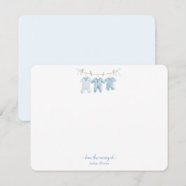 Ropa de bebé azul lindo Niño niño Gracias tarjeta