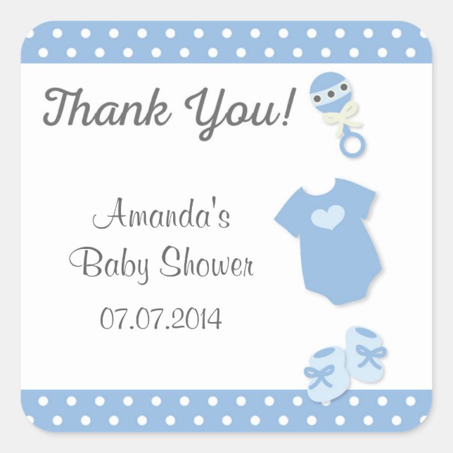 Ropa de bebé Baby Shower Gracias Pegatinas (Anverso)