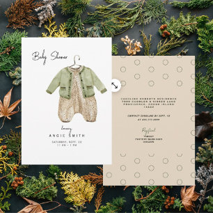 Ropa de bebé dulce Invitación verde y de ducha de 