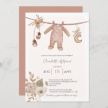 Ropa de bebé Invitación a Baby Shower neutral Boho