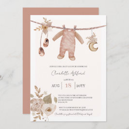 Ropa de bebé Invitación a Baby Shower neutral Boho