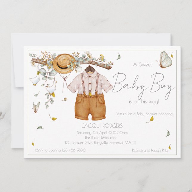 Ropa de bebé Invitación a ducha de bebé (Anverso)