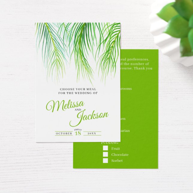 Ropa de boda de palma tropical opción de tarjetas  (Escritorio)