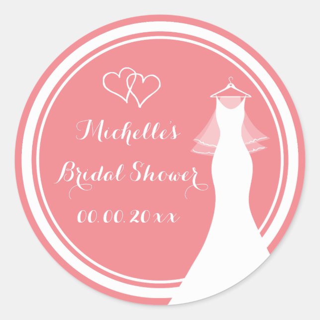 Ropa de boda rosa coral pegatinas de ducha de novi (Anverso)