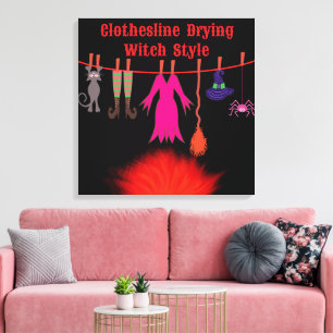 Ropa de bruja caprichosa en tendedero Arte gráfico
