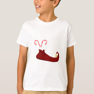 Ropa de elfo rojo con camiseta de niños con baston