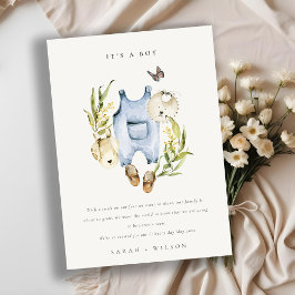 Ropa de follaje azul Niño Invitación de bebé