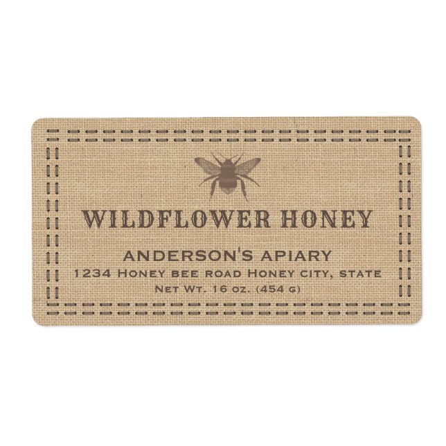 Ropa de inventiva rústica abeja etiqueta de tarro  (Frente)