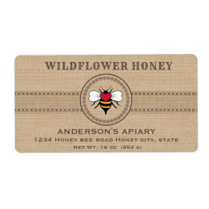 Ropa de inventiva rústica abeja etiqueta de tarro