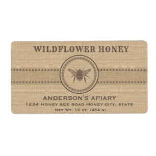Ropa de inventiva rústica abeja etiqueta de tarro