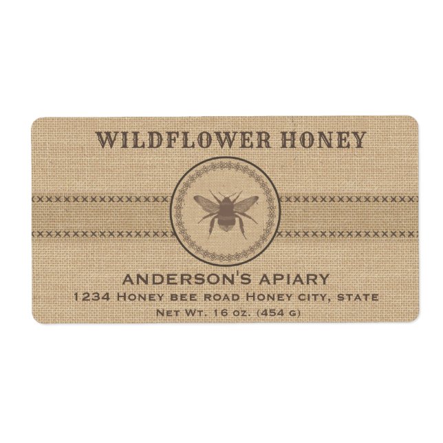 Ropa de inventiva rústica abeja etiqueta de tarro  (Frente)