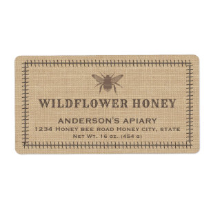Ropa de inventiva rústica abeja etiqueta de tarro 