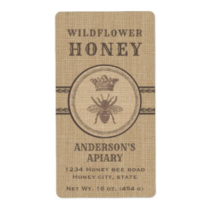 Ropa de inventiva rústica abeja miel etiqueta